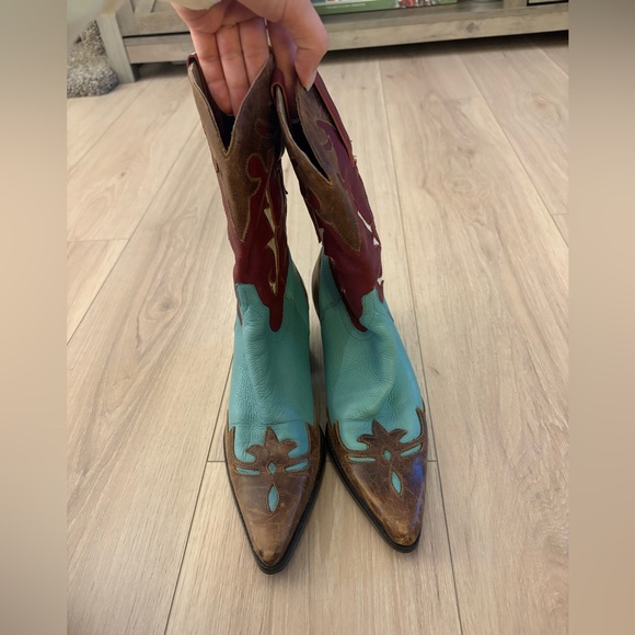 Matisse Red and Blue Western cowgirl Heeled Boots - Picture 2 of 10